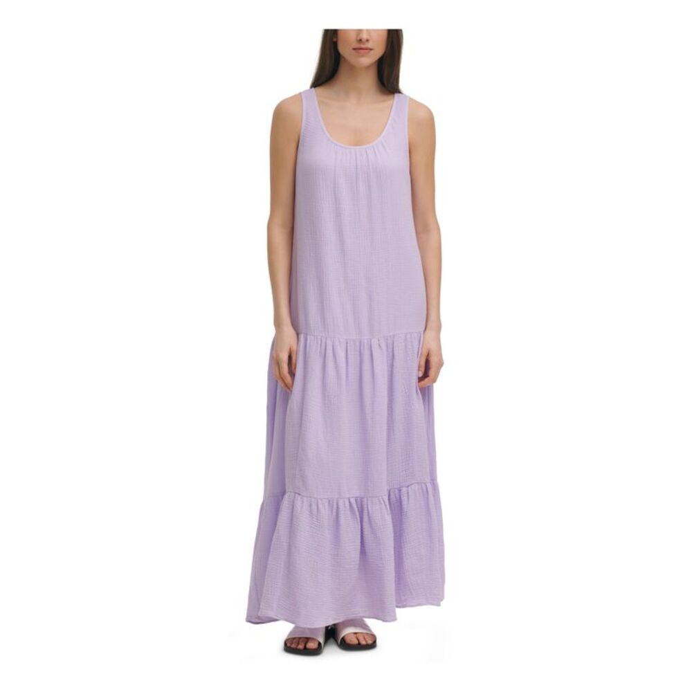 CALVIN KLEIN Womens Purple Sleeveless Scoop Neck Shift Dress XL